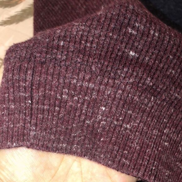 GAP XL Waffle Knit Color Block Burgundy Navy Heathered Crewneck Thermal - Picture 7 of 12